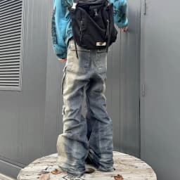 Pánské baggy džíny s kapsami a šňůrkami - streetwear cargo kalhoty oversized denim - náhled 5