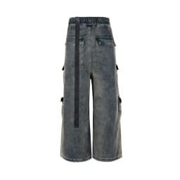 Pánské baggy džíny s kapsami a šňůrkami - streetwear cargo kalhoty oversized denim - náhled 7