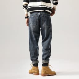 Pánské vintage džíny modré zúžené kalhoty streetwear denim oblečení vysoká kvalita - náhled 7
