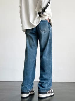 Pánské džíny široké nohavice černé modré rovné volné denim kalhoty jarní letní móda - náhled 6