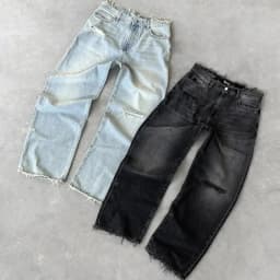 Pánské roztrhané džíny rovný střih volné omývané denim kalhoty s kapsami casual 2025 - náhled 2