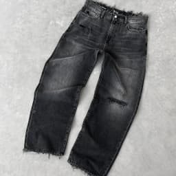 Pánské roztrhané džíny rovný střih volné omývané denim kalhoty s kapsami casual 2025 - náhled 6