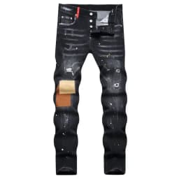 Pánské černé skinny džíny s dírami - strečové slim fit denim kalhoty velikost 42 - náhled 7