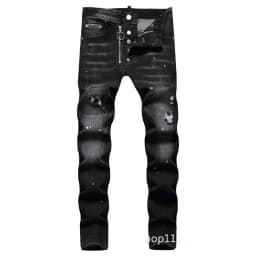 Pánské černé skinny džíny s dírami - strečové slim fit denim kalhoty velikost 42 - náhled 5