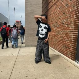 Baggy džíny Y2K Gothic s výšivkou pavouka široké nohavice unisex streetwear styl - náhled 5