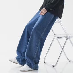 Pánské široké džíny oversize volné rovné kalhoty streetwear casual denim jednobarevné - náhled 3