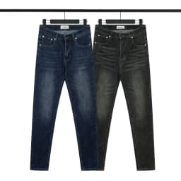 Pánské slim fit džíny s výšivkou - elastické casual kalhoty s kapsami, pratelné - náhled 2