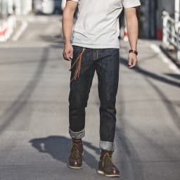 Pánské vintage džíny heavyweight denim 14OZ rovný střih mid waist casual kalhoty - náhled 2