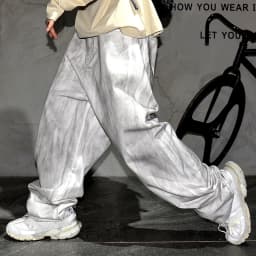 Pánské baggy džíny cargo streetwear hip hop Y2K skateboard kalhoty volné béžové denim - náhled 3