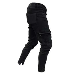 Pánské slim džíny trhané černé elastické kalhoty s kapsami skinny fit - náhled 4