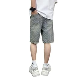 Pánské volné džínové kraťasy rovný střih pružný pas casual streetwear styl - náhled 6