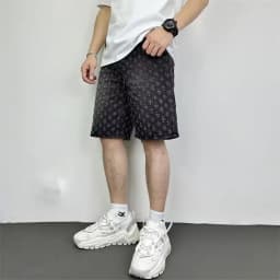 Pánské volné džínové kraťasy rovný střih pružný pas casual streetwear styl - náhled 5