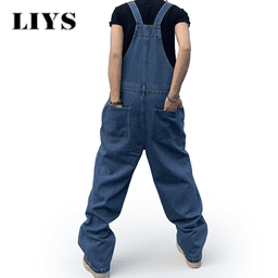 Pánské džínové lacláče s kšandami - volné casual kombinézy streetwear styl - náhled 7