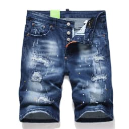 Pánské světle modré džínové šortky letní ripped denim rovný střih kvalitní bavlna - náhled 4