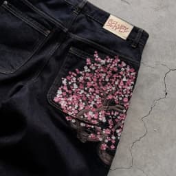 Pánské vintage džíny s výšivkou švestkového květu Y2K streetwear široké nohavice unisex - náhled 6