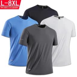 Pánská trička z ledového hedvábí plus size 8XL prodyšná sportovní tee tops běhání - náhled 3