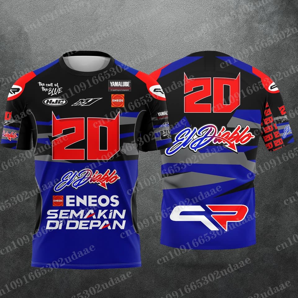 Motosport tričko dětské pánské letní prodyšné Quartararo 20 bavlněné krátký rukáv