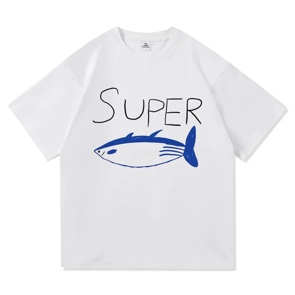 Tričko s tuňákem kawaii retro unisex bavlněné kvalitní top harajuku styl oblečení