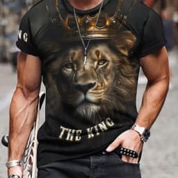 Pánské tričko s 3D tigerem - letní krátký rukáv oversized casual top tee - náhled 5