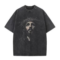 Vintage tričko s nápisem Jesus Forgive Them oversized unisex gothic streetwear top - náhled 5