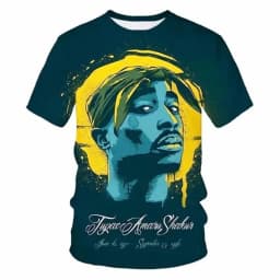 Pánské tričko s grafikou 2pac Hip Hop letní bavlněné tričko černé bílé módní top - náhled 5