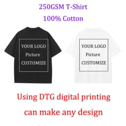 Bavlněné tričko 250g oversized unisex krátký rukáv vlastní potisk DIY kvalitní heavy tee - náhled 2