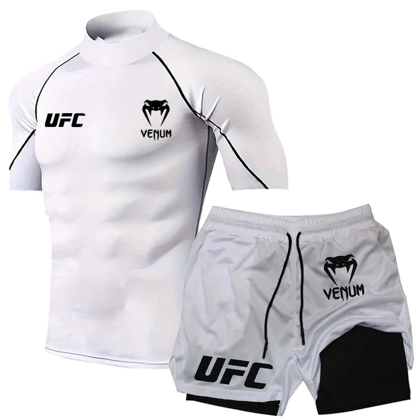 Pánský sportovní set tričko a kraťasy pro fitness bojové sporty letní casual oblečení