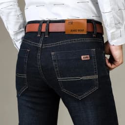 Pánské elastické džíny rovný střih bavlna business casual černé modré kalhoty - náhled 3