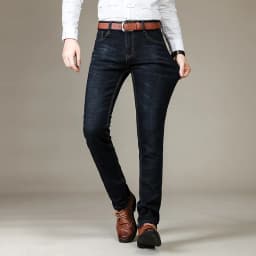 Pánské elastické džíny rovný střih bavlna business casual černé modré kalhoty - náhled 5