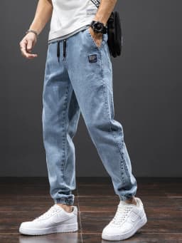 Pánské cargo džíny baggy streetwear kalhoty černé modré plus size jaro léto - náhled 2