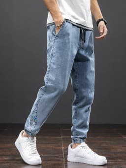 Pánské cargo džíny baggy streetwear kalhoty černé modré plus size jaro léto - náhled 3