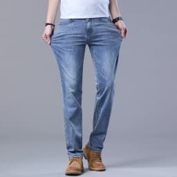 Pánské slim džíny světle modré elastické denim kalhoty casual jarní móda stretch - náhled 4