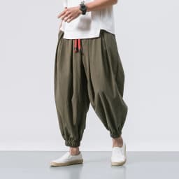 Pánské volné lněné kalhoty harém styl jarní oversize casual tepláky XXL - náhled 5