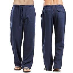 Pánské lněné široké kalhoty casual sportovní volnočasové tepláky oversize jarní - náhled 5