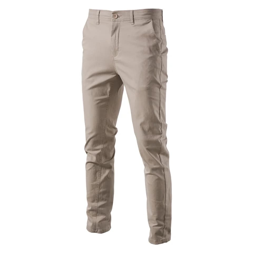 Pánské bavlněné kalhoty slim fit casual business elegantní jednobarevné jarní podzimní