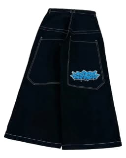 Vintage Y2K baggy džíny unisex - široké nohavice s výšivkou hip hop streetwear styl - náhled 5