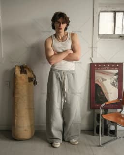 Široké rovné kalhoty unisex Y2K styl gotické streetwear volné casual tepláky retro - náhled 3