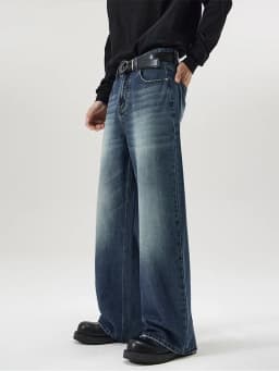 Pánské vintage džíny volného střihu 4 barvy streetwear denim kalhoty straight fit - náhled 5