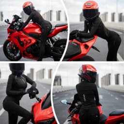 Dámské motorkářské kalhoty vysoký pas reflexní prvky sport fitness černé - náhled 3