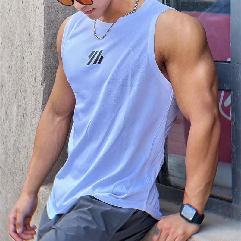 Pánské sportovní tílko síťované bez rukávů pro fitness běh basketbal letní gym top