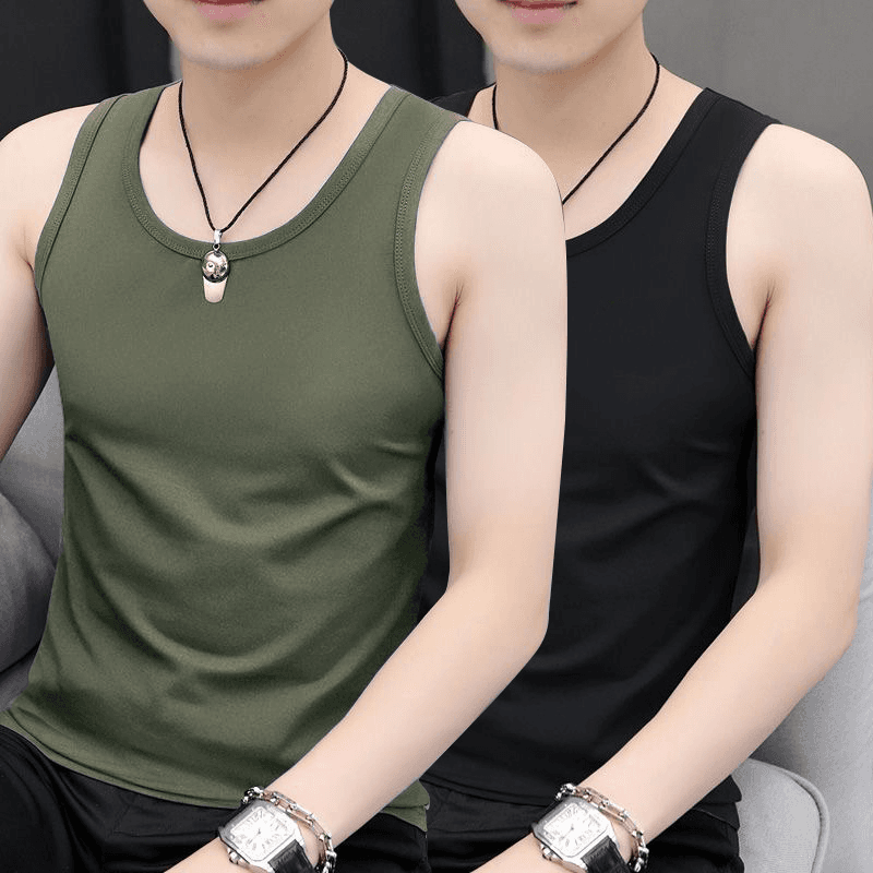 Pánská slim fit vesta bez rukávů bavlna casual sportovní letní tričko základní vrstva