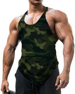 Pánská tenká maskáčová vesta na fitness trénink bez rukávů vintage sportovní oblečení - náhled 5