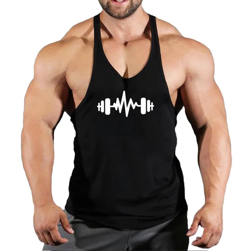 Pánské fitness tílko bavlněné - posilovna trénink kulturistika bez rukávů