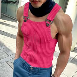 Pánské tílko bez rukávů na knoflíky letní bavlněné tričko fitness casual móda - náhled 3