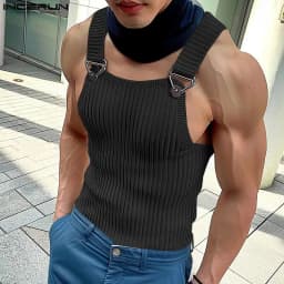 Pánské tílko bez rukávů na knoflíky letní bavlněné tričko fitness casual móda - náhled 4