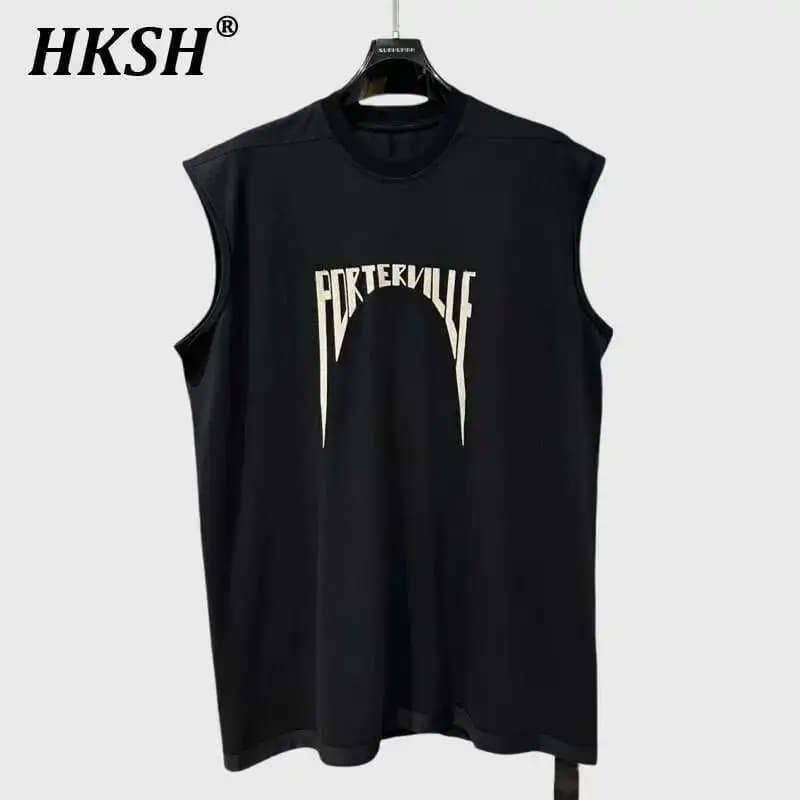 Unisex tílko s potiskem vintage streetwear styl volný střih kulatý výstřih léto 2025