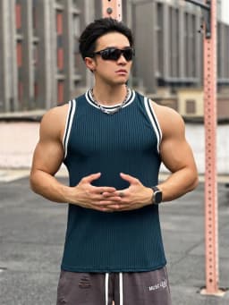 Pánské fitness tílko na posilování letní sportovní tričko bez rukávů do posilovny - náhled 3