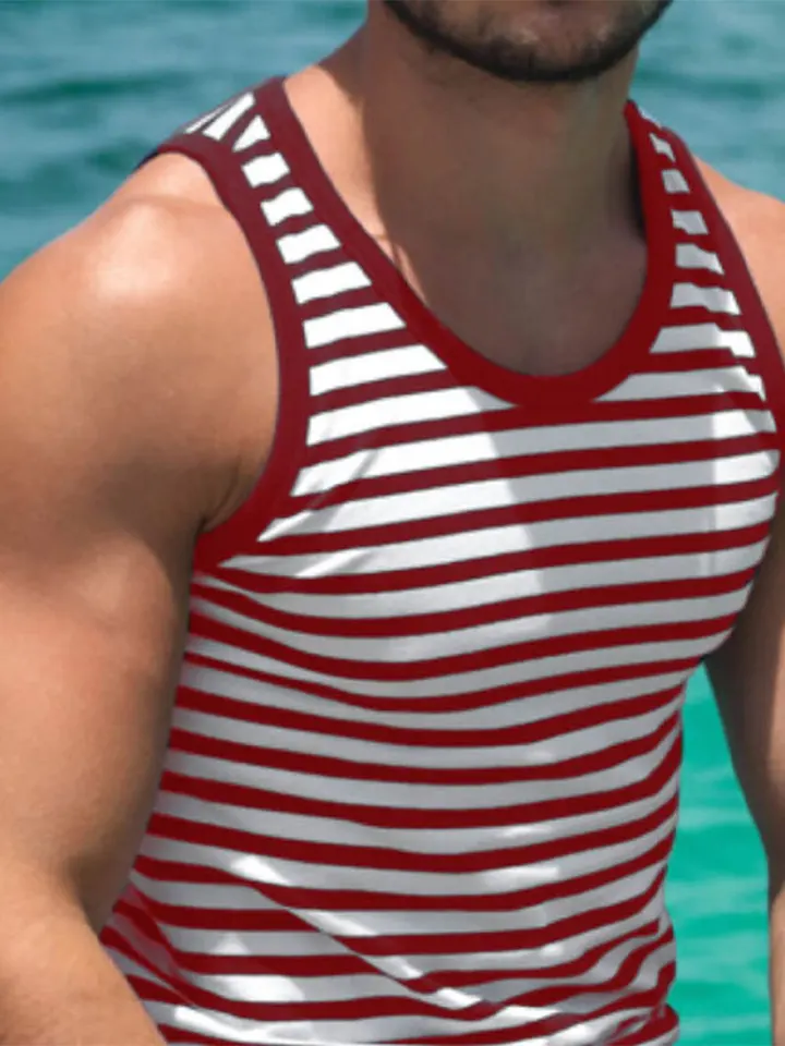 Pánské letní tílko bez rukávů Hawaiian styl plážové sportovní tričko casual