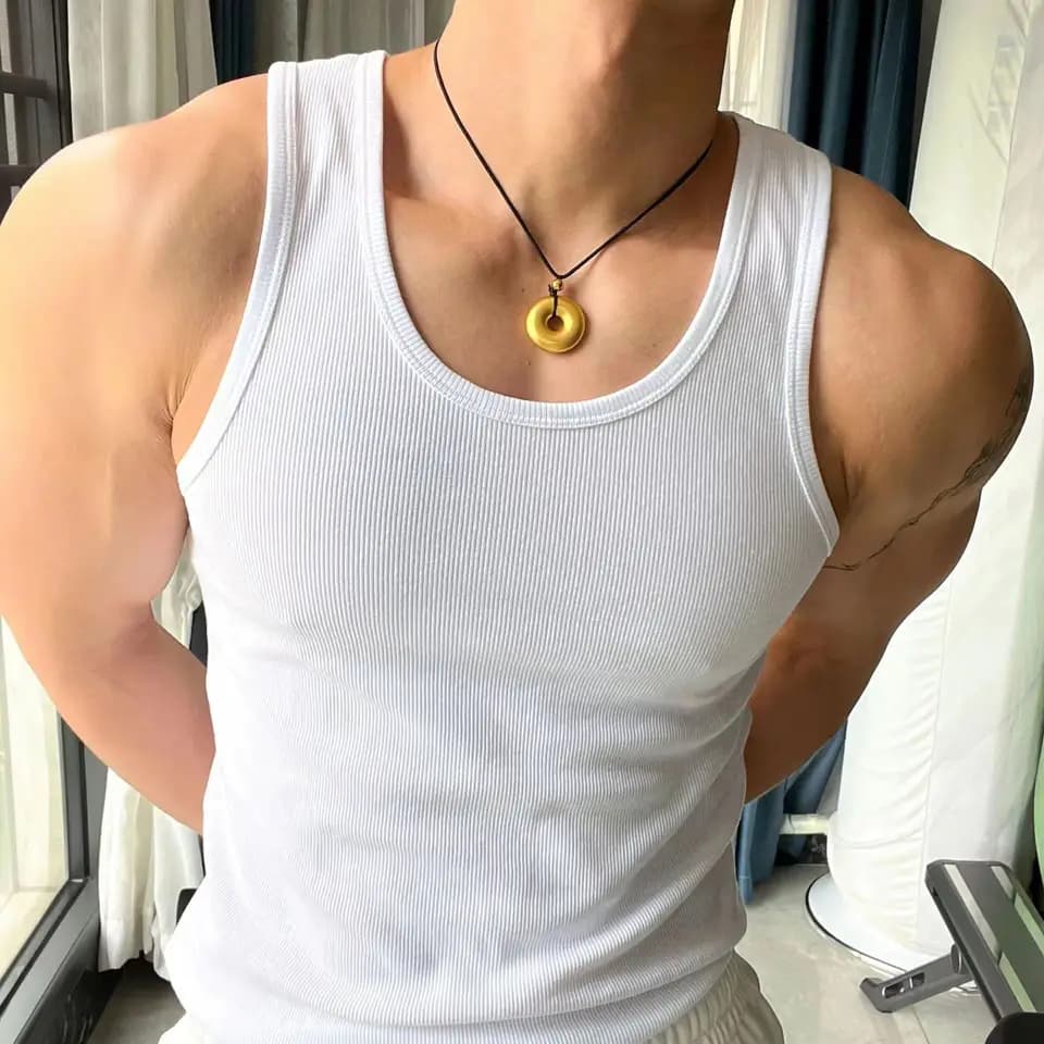 Pánské bavlněné tílko sportovní slim fit hip hop styl letní top