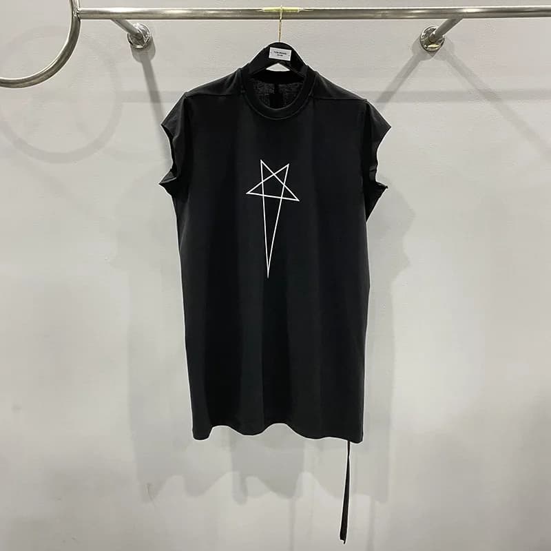 Pánské bavlněné tílko oversized s potiskem pentagramu černé tank top tričko
